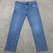 Levis Jeans Mens 36x32 Blue 505 Regular Straight Stretch Denim Pants Zip Fly