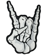 Devil Horns Iron On Back Patch Sign of Horns Rock On Heavy Metal Logo
