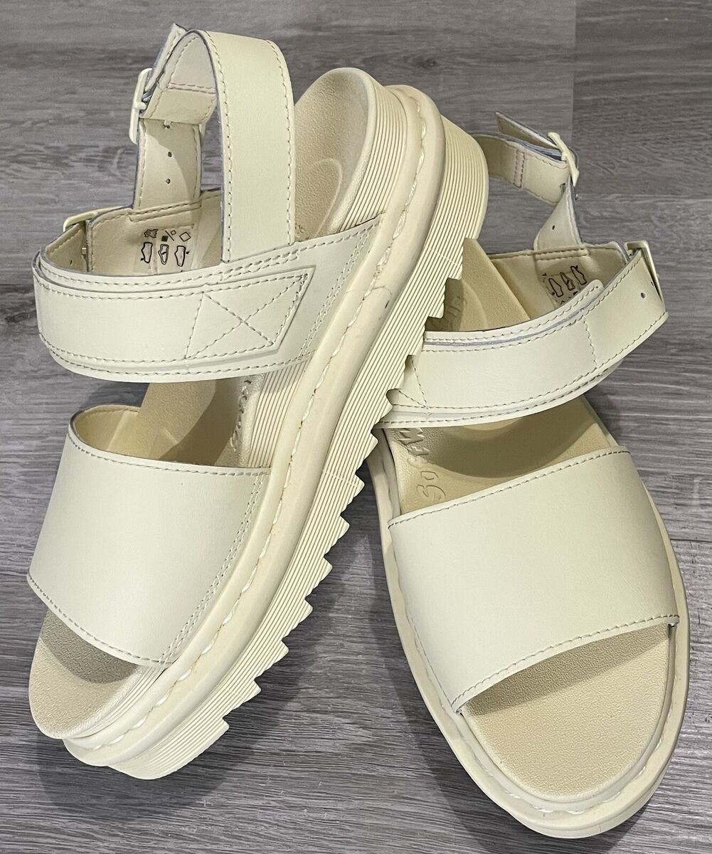Dr Martens Voss Mono Women's Light Yellow Leather Sandals Dr Martens Voss Mono Women's Light Yellow Leather Sandals