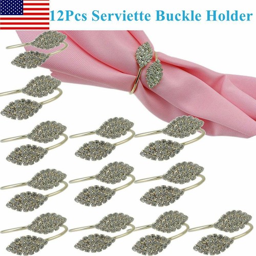 12x Rhinestone Napkin Rings Handmade Serviette Buckle Holder Wedding Party Decor - 第 1/5 張圖片