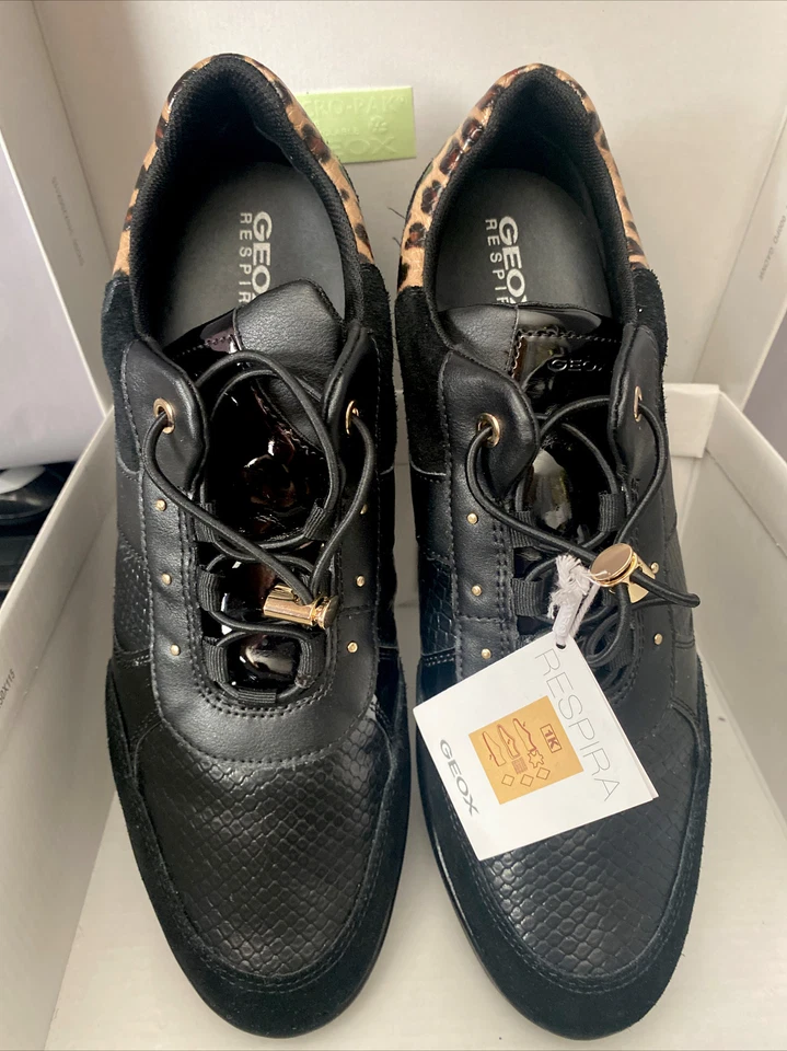 Geox Respira Women Shoes Patent Leather /Suede Shoes Booties Animal Print S 10US - Image 2 of 4