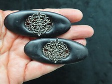 Vintage Sophisticated Black w/Silver Tone Renaissance Revival Belt Buckles