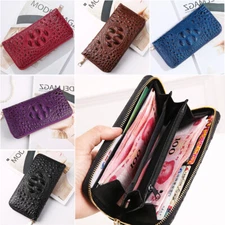 Zipper Clutch Wallet Crocodile Pattern Leather Wallets Credit Card Phone Holders