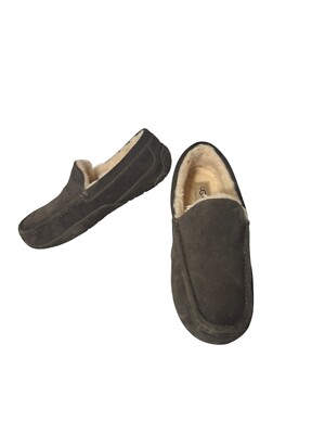 UGG Ascot Mens Slippers Loafer Size 11 Gray Suede Sheepskin Slip On UGG Ascot Slippers Men main image 2