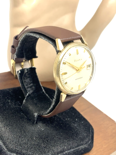 Reloj Hombre Bulova Vintage 1964 Mecánico Suizo Dorado Marrón Correa Cuero 33mm - Imagen 13 de 13