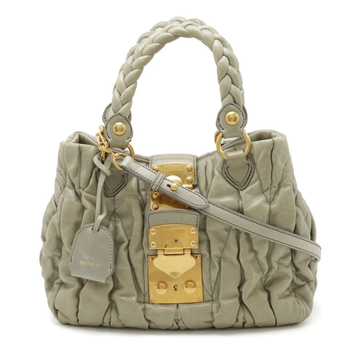 Auth Miu Miu Shoulder Bag Matelasse Gather Handbag 2WAY Auth Miu Miu Shoulder Bag Matelasse Gather Handbag 2WAY