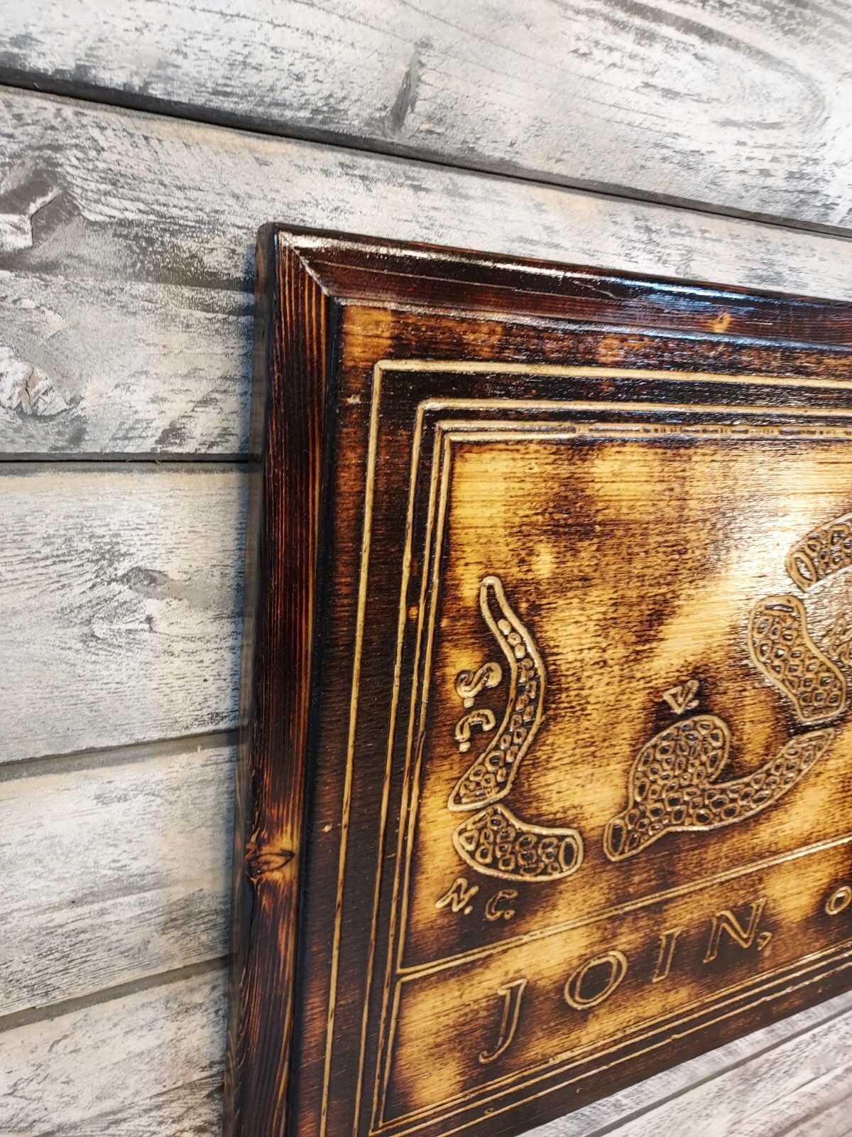 Join or Die , Wood Carved Burned Segmented Snake Wall Decor 21