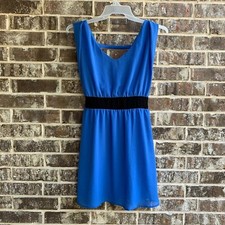 Alya Women's Sleeveless Dress High Waisted Back Tie Blue Size M