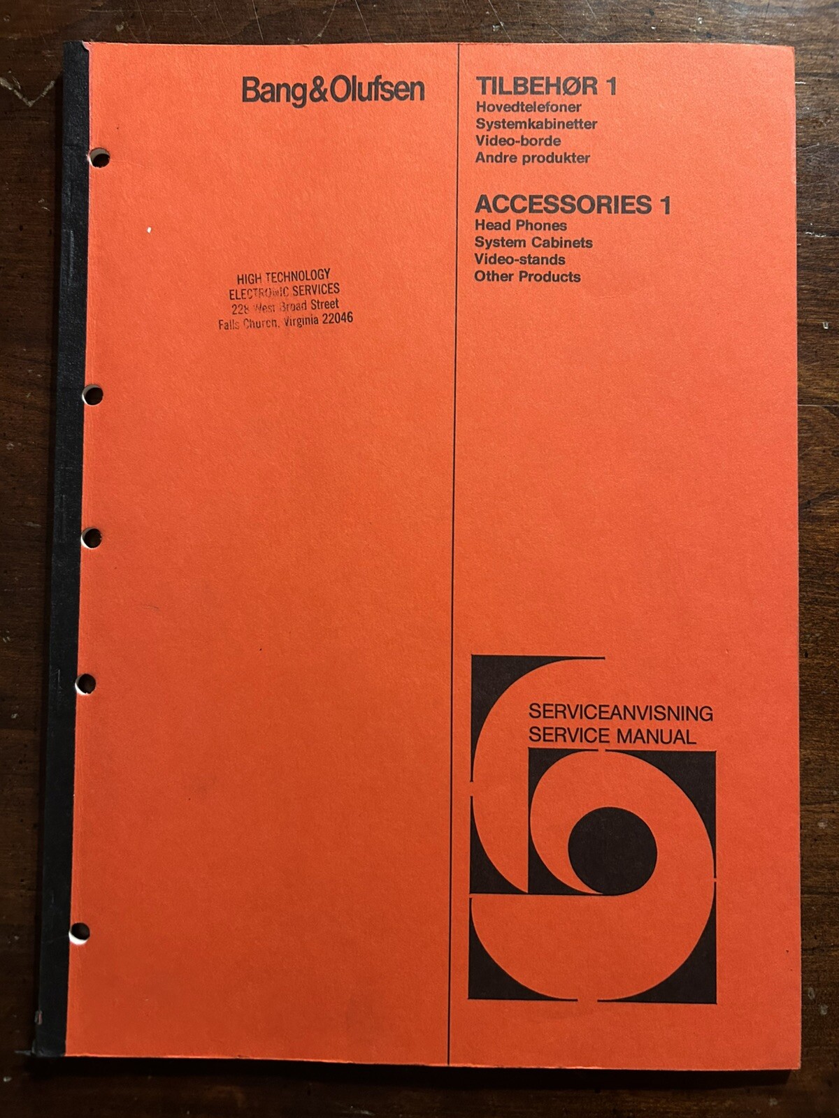 Bang & Olufsen Accessories 1 Headphones Cabinets Service Manual Original Vintage