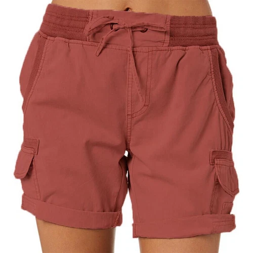 Women Shorts Casual Cargo Short Ladies Home Plus Size Summer Pants Elastic Loose - Picture 12 of 48