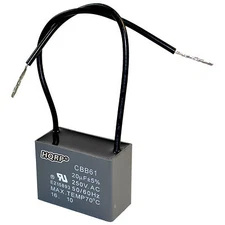 HQRP Motor Ceiling Fan Capacitor 20uF 2-Wire 250V CBB61 Replacement (1x or 2x)