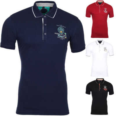 Reslad Polo-Shirt Herren Poloshirt Kontrast Polo-Kragen Männer Kurzarm RS5204