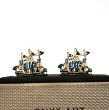 Galleon Onyx-Art Cufflinks - Maritime Cuff Links - New Unused Ex-Stock