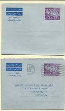 MAURITIUS 2 AIR LETTERS QE 2 MINT & USED 7/30/59 TO SCOTLAND VG COND FREE SHIP