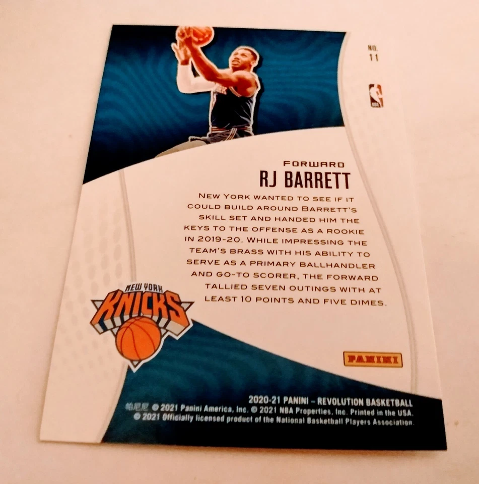 2020-21 RJ Barrett Panini Revolution SHOCK WAVE NBA INSERT Card #11 MINT KNICKS - Image 2 of 2