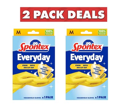 2x Spontex Everyday Household Gummi Schutzhandschuhe Größe Medium je ein Paar