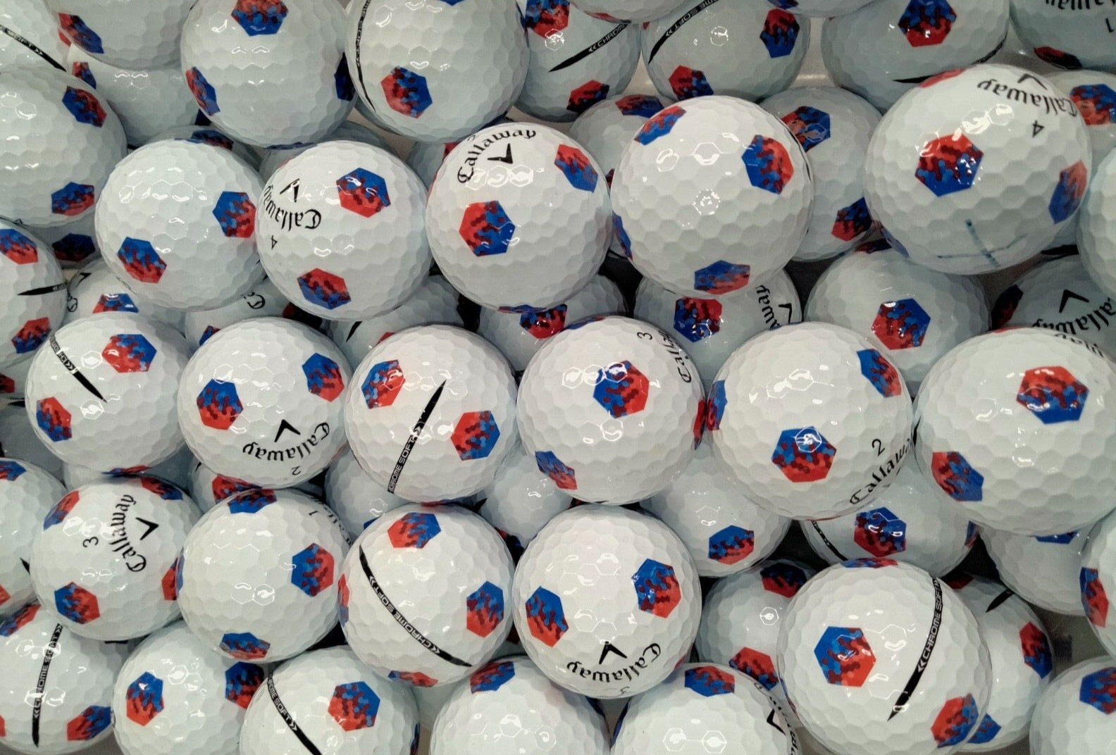 3 Dozen Callaway Chrome Soft TruTrack Golf Balls - Blue/Red - 4A/5A