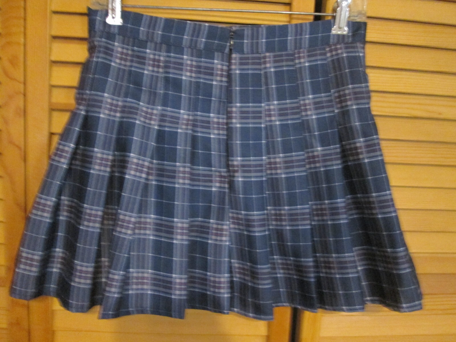 Blue Plaid Pleated Schoolgirl Skirt (28 inch waist) with Privacy Shorts