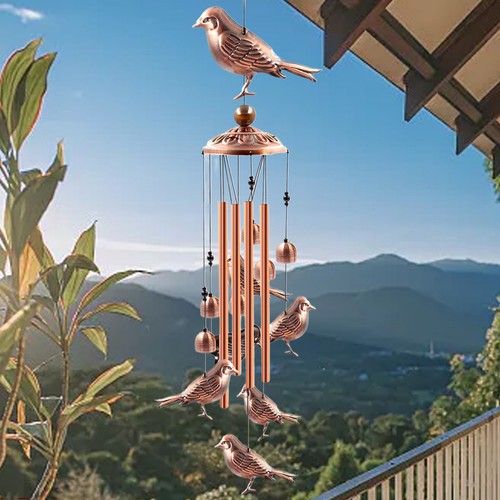 1x Bird Wind Chime Birds Bells Pendant Wind Chime Outdoor Garden Hanging Decor - Picture 3 of 12