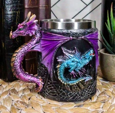 Ebros Conception Blue Fire Purple Dragon Beer Stein Tankard Coffee Cup Mug 12oz