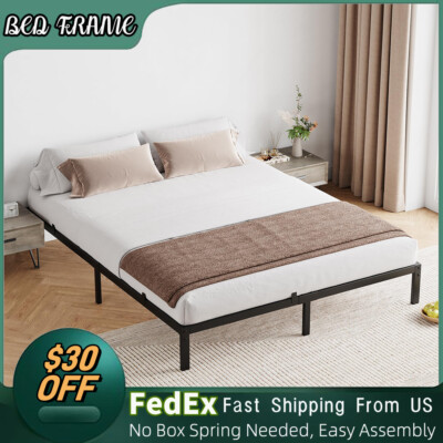 Twin/Full/Queen Size Metal Platform Bed Frame 6/8/10/14'' Height Non-Slip Design