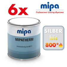 6x Mipa Mipatherm Thermolack Ofen Auspufflack Hitzebeständig 800°C Silber 375ml