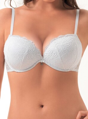Lormar Double Lace Super Push Up Balcony Bra Plus 2 Sizes Underwire