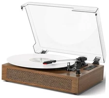 Vinyl Record Player Extended Size with Bluetooth Playback, Built-in Speakers, 
