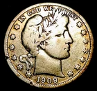 1909 Barber Silver Half Dollar 50c Better Date Nice Details With Toning