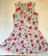 Court Street Fit & Flare Dress Womens Medium Multi Ditsy Floral Tiered Zip Front