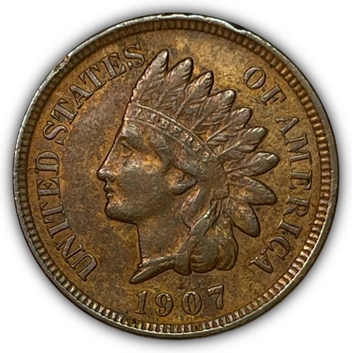 1907 Indian Head Cent Almost Uncirculated AU Coin #26817