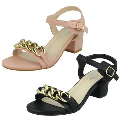 Ladies Spot On Mid Block Heel Mule Wide Fit - Sandals