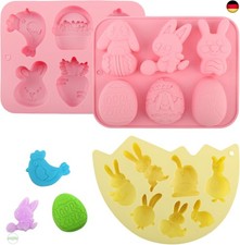 3 Stück Backform Ostern Silikon Pralinenform Ostereier Osterhasen Form