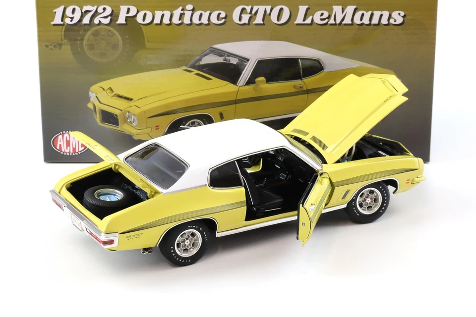 1:18 ACME 1972 PONTIAC GTO LEMANS RAM AIR COUPE MONARCH GIALLO/ TETTO IN VINILE - Immagine 4 di 4