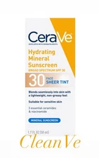 (2) CeraVe Zinc Oxide Hydrating Mineral Face Sunscreen - SPF 30 - 1.7oz