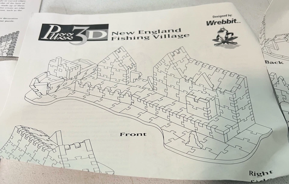 VTG Puzz3D New England Fishing Village HASBRO 49199-2 169 Pcs. And Instructions - Image 2 of 3