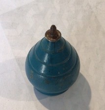 Vintage Spinning Wooden Top Blue Metal Tip 2-1/8  