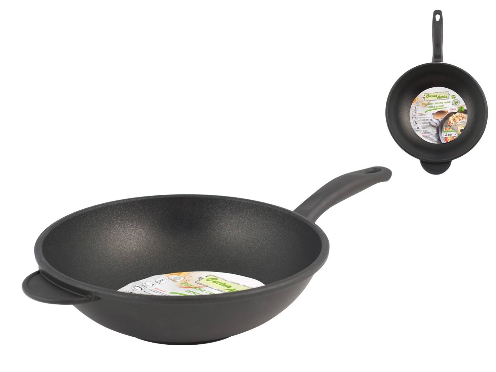 Wok Fusione Antiaderente Extra Chef 1 Manico Bakelite Cm28 H&H