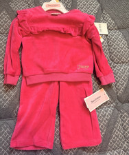 Juicy Couture Girls 2pc Pink Velour Sweatshirt  Pants Set Long Sleeve 12M