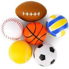 MCPINKY 6PCS Foam Stress Balls Bulk, 2.5inch Mini Sports 2.5inch, Multi
