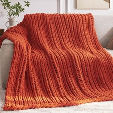 Chunky Knit Throw Blanket, 40'' 50'' Knitted Throw Chenille Blankets for Bed ...