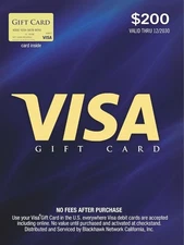 Visa $200 Gift Card (plus $6.95 Purchase Fee) 