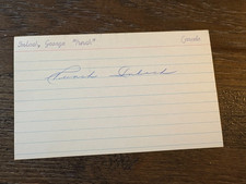 George Punch Imlach Toronto Maple Leafs signed autograph Hockey 3x5 index card