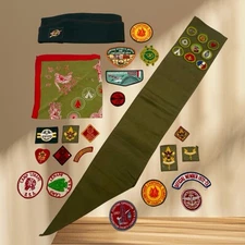 Vintage Boy/Cub Scouts Sash Merit Badges,  Patches Sash, Burl Co. NJ Camp Lenape