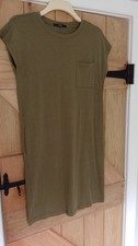 BNWT STRETCH KHAKI COTTON & MODAL DRESS / BEACH COVER UP - XS.
