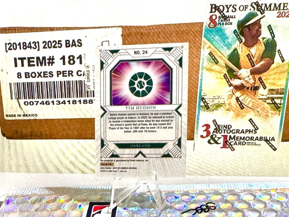 Panini Boys of Summer 2025 Tim Hudson #24 favoritos de los fanáticos automático/99 Oakland A's Foto 3 de 3