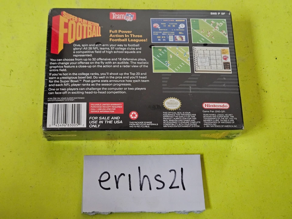 Super Play Action Football SNES Super Nintendo Factory Sealed New Vintage Rare - Image 2 of 4