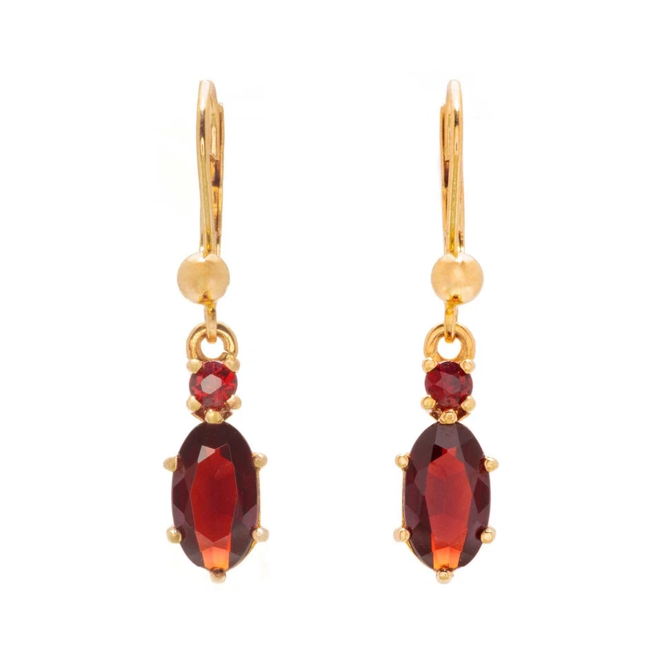 Ohrhänger jeweils 2 Granate 585er Gelbgold 14K - Bild 3 von 4