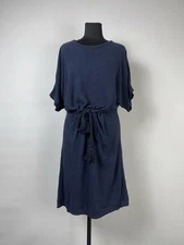 A.P.C. Midi Terry silk tunic dress drawstring waist belt Size S Dark Blue