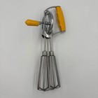 VINTAGE RETRO 50s HAND MIXER/EGG BEATER, STAINLESS STEEL, YELLOW HANDEL — photo 2